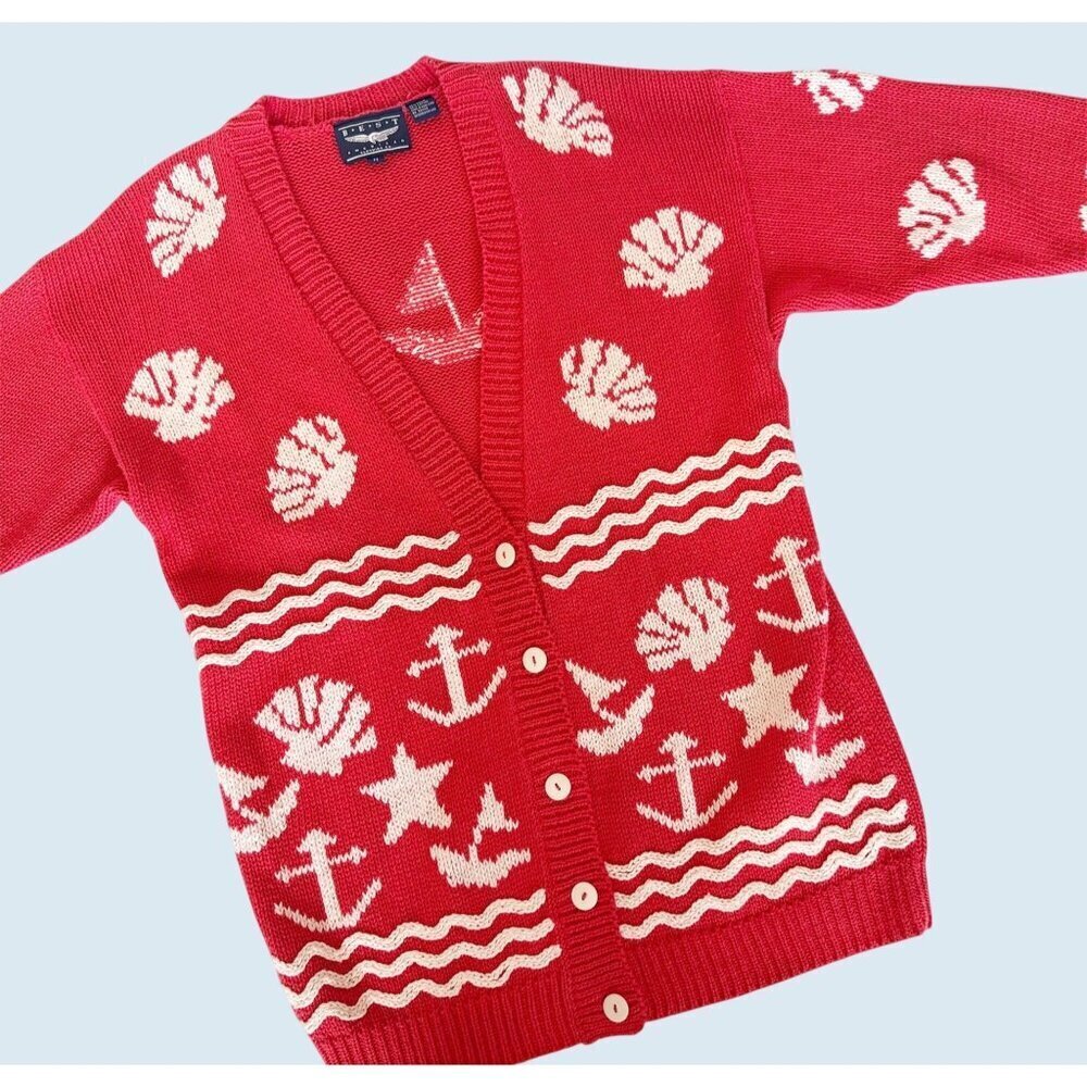 Vintage Best American Clothing Co. Nautical Themed Cardigan Sweater Sz M